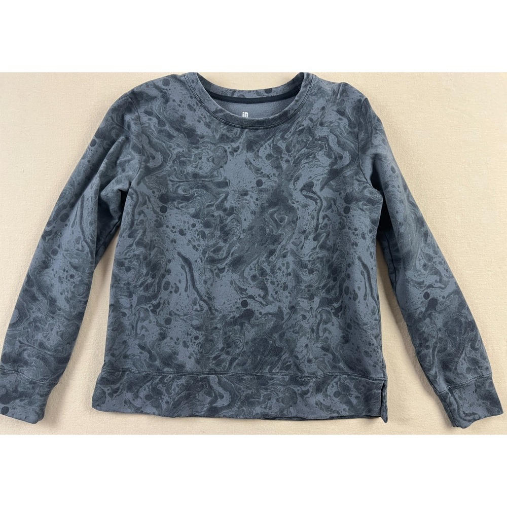 Ideology Women's Med Bubble-Print Black Charcoal Abstract Marbled Sweatshirt